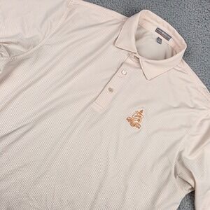 Peter Millar Summer Comfort Polo Shirt Mens XL Peach White Stripe MS14EK20S